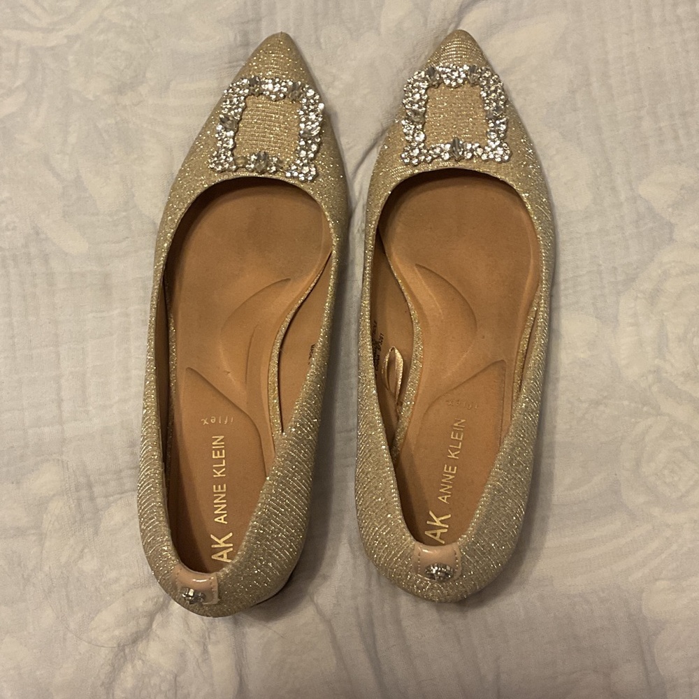 Anne Klein Sparkling Gold Heels